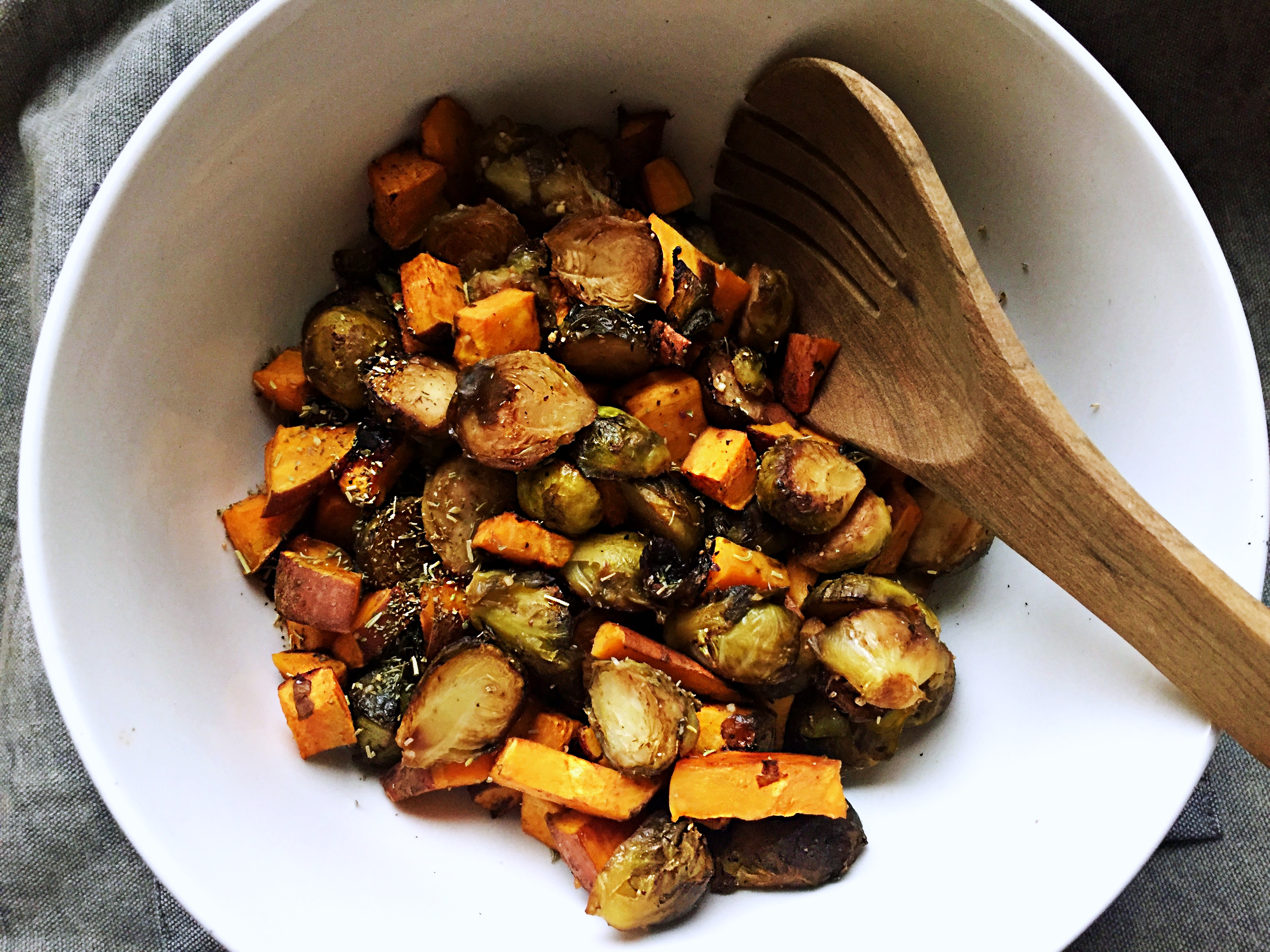 Brussels Sprouts and Sweet Potatoes in Balzamic Glaze